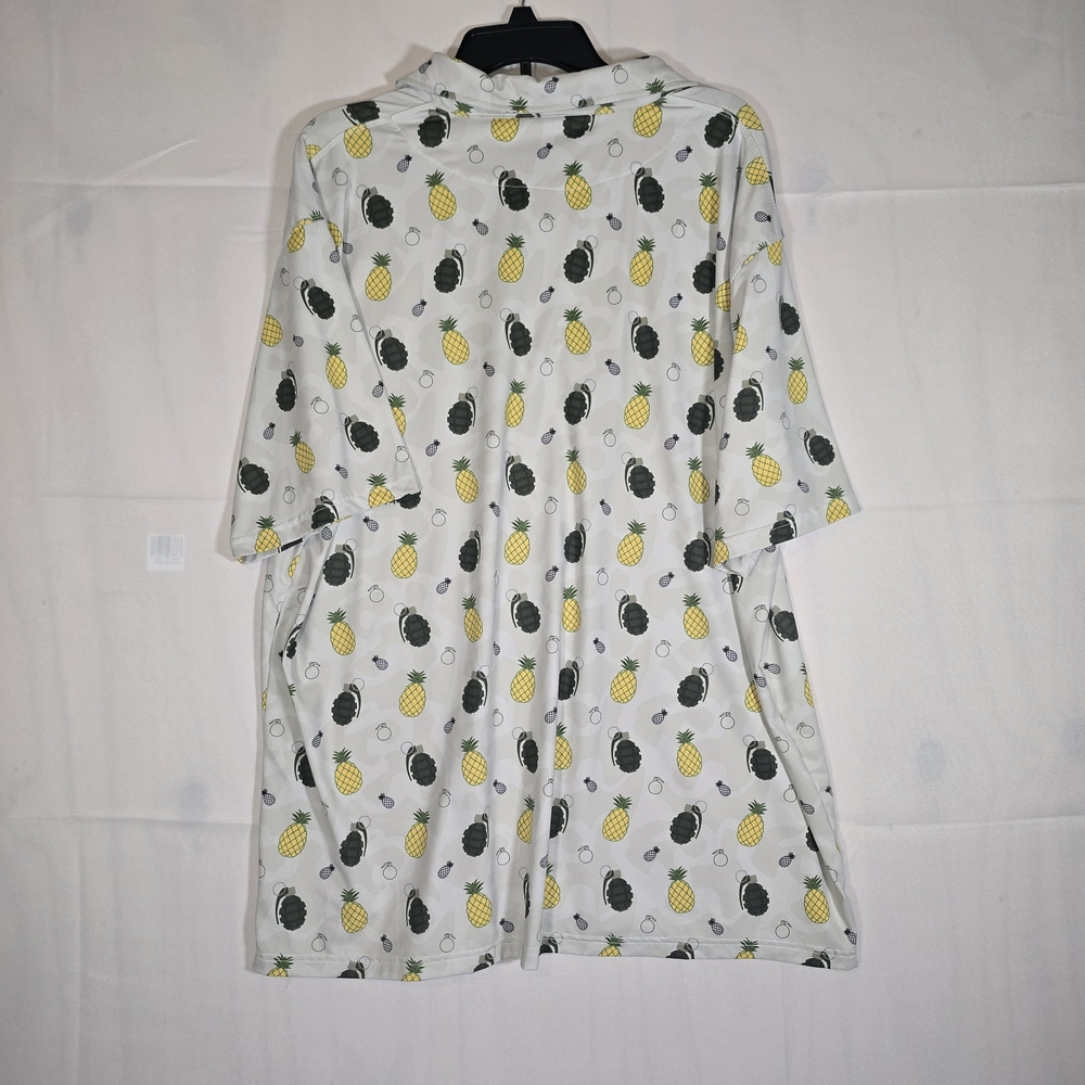 Tropical Pineapple Print Polo Shirt - Picture 2 of 5